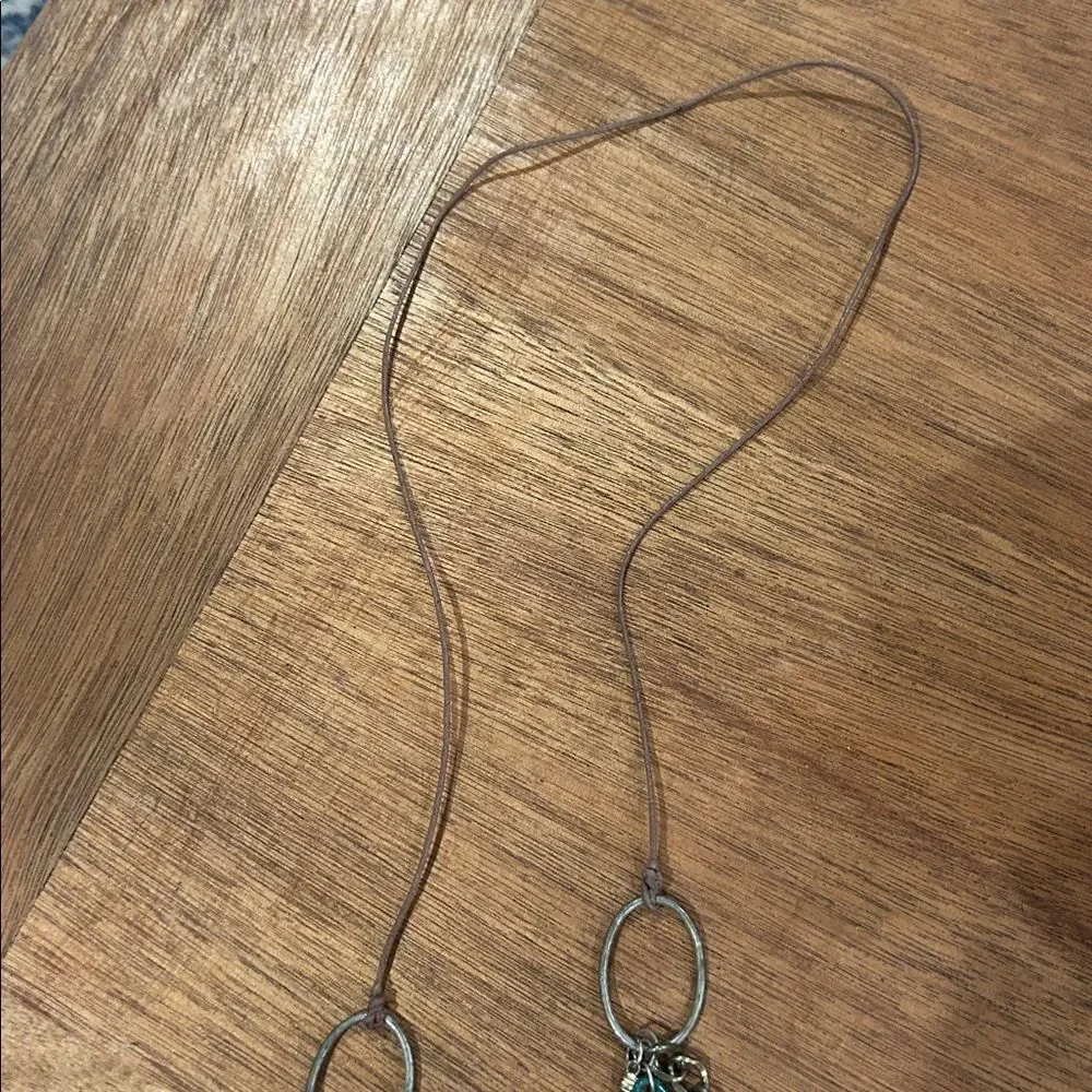 Necklace Chain and Leather Charms Gold Silver Bronze Hippie Boho Chic Vintage